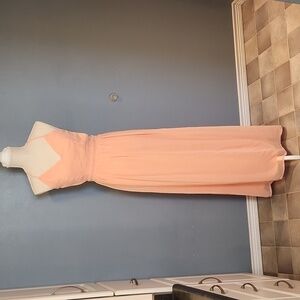 Lulu's peach chiffon v-neck flowy crisscross open back dress Resortwear Formal